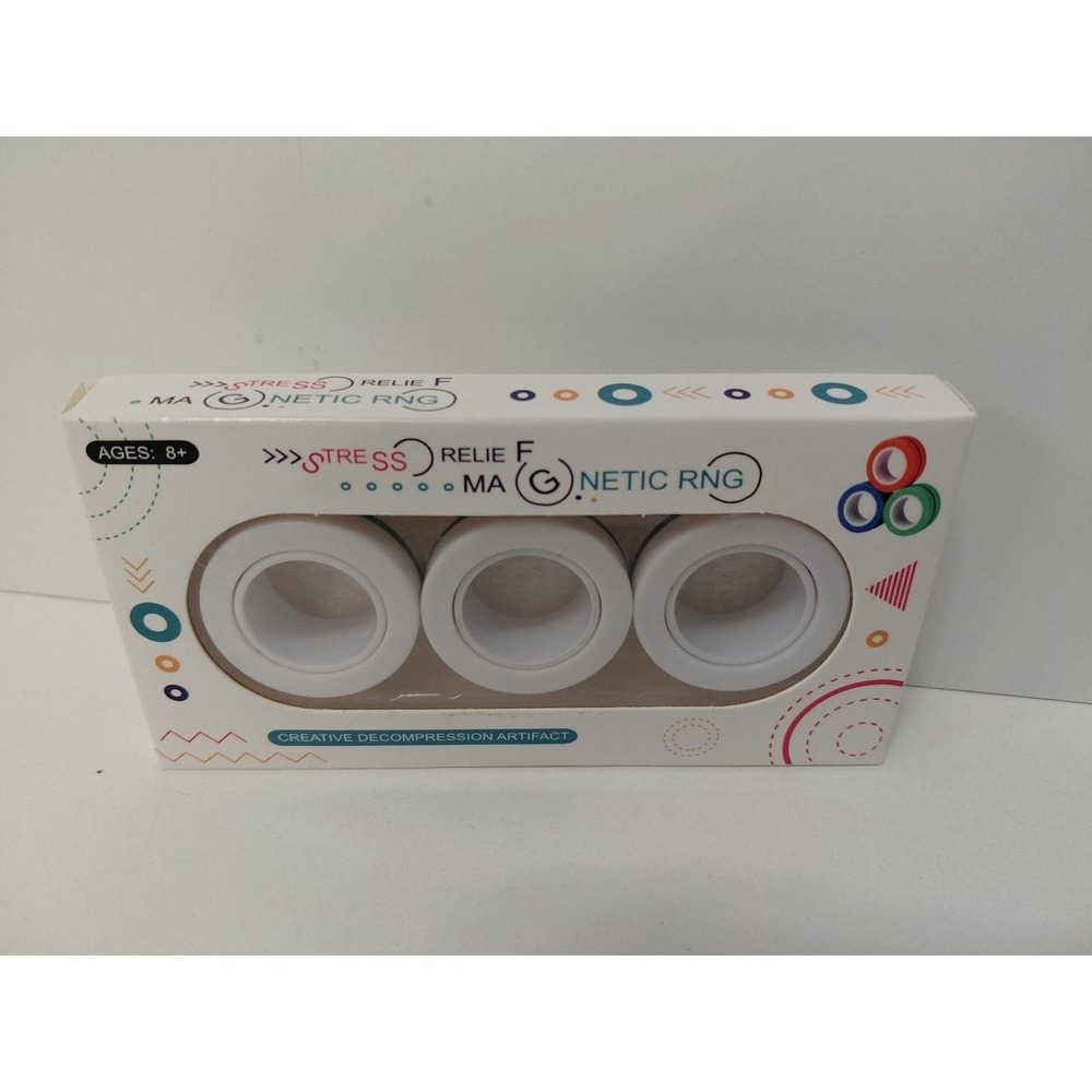 Stress Relief Magnetic Rings 3 Piece‎ Set White Fidget Toy Ages 8+ NEW